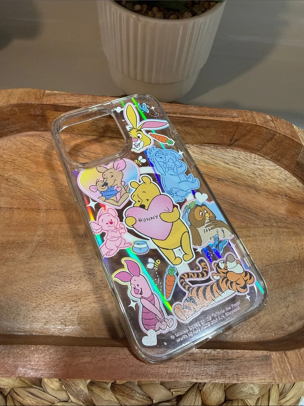 New iPhone 16 pro max Winnie the Pooh Holographic Sticker Phone Case